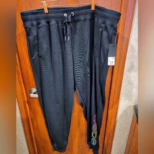 Bebe Sport Women's black jogger sweat pants with spell out size 1X (NWT)MSRP$84